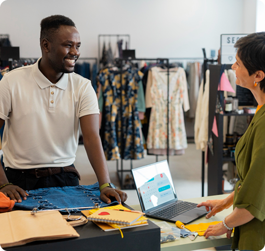 Retail Store Scene - Man and Woman in Business Setting